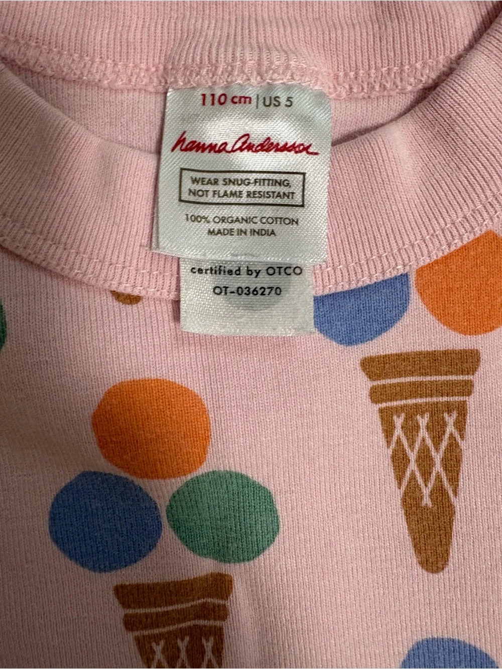 Hanna Andersson Girls 5 Ice Cream Organic Cotton Short Pajama Set